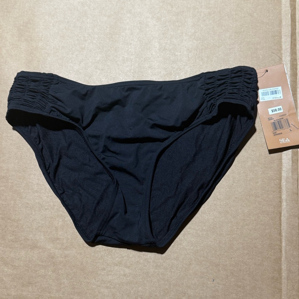 Women’s Captiva Seaside Black Hipster Bikini Swim Bottom Size Large NEW